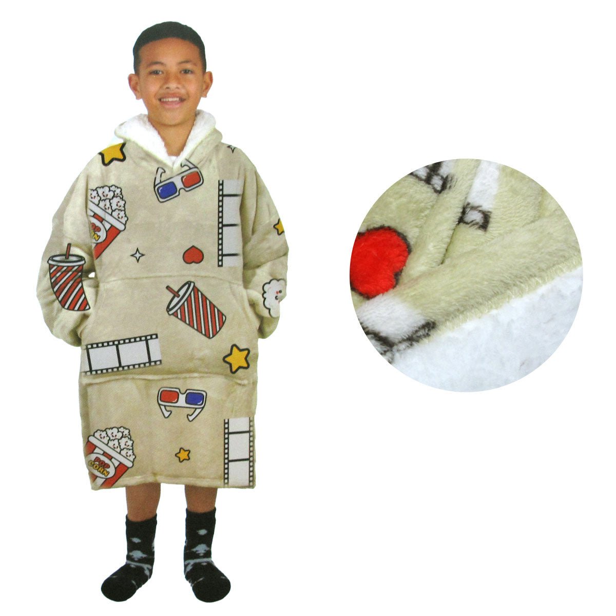 Blanket Hoodie with Sherpa Reverse Taupe Movie Addict - NuSea